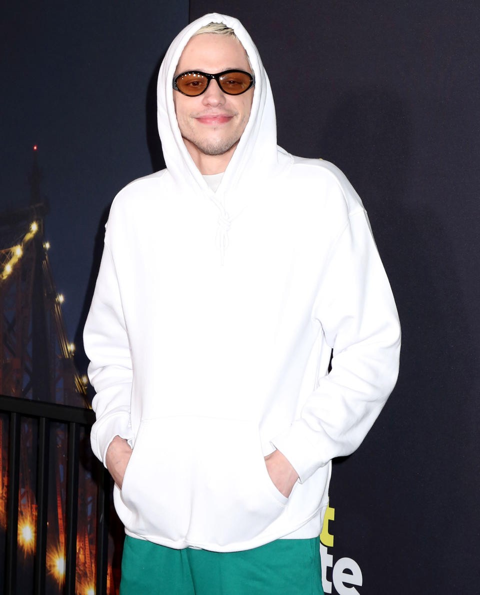 Pete Davidson Spotted With Costars Chase Sui Wonders and Rachel Sennott at Hockey Game Amid Emily Ratajkowski Romance white hoodie