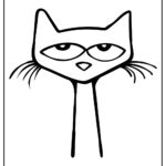 Close-up Pete the Cat coloring page, inviting creative color choices