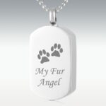 Paws Fur Angel cremation jewelry pendant, a beautiful keepsake for pet ashes available at pet crematoriums near you.