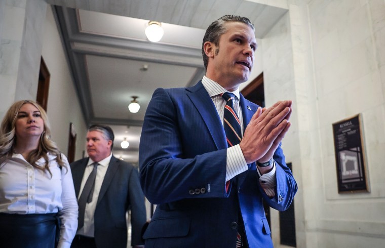 Pete Hegseth Fox News personality meets with lawmakers on Capitol Hill, amidst Secretary of Defense nomination considerations