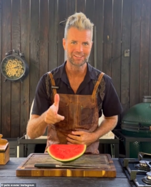 Pete Evans, formerly of My Kitchen Rules Australia, demonstrates a salad recipe in a recent video.