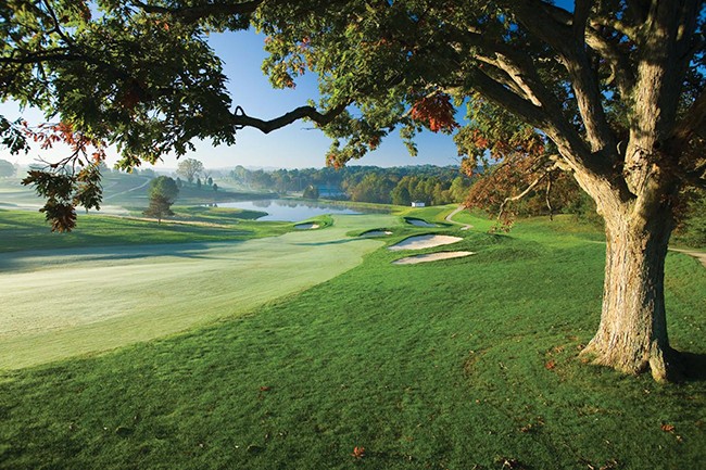 Close-up of a meticulously maintained green on the Pete Dye Course, highlighting the challenging contours and pristine condition