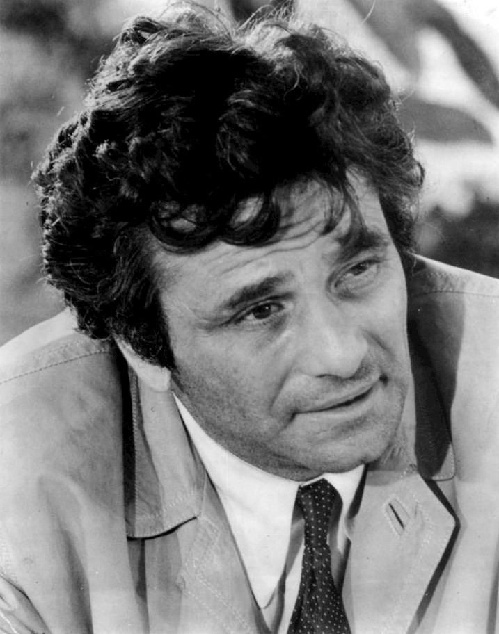 Peter Falk as Lieutenant Columbo in 1973, showcasing his distinctive eye