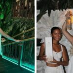 People enjoying drinks at the bar during the White Party event at Concrete Jungle St. Pete