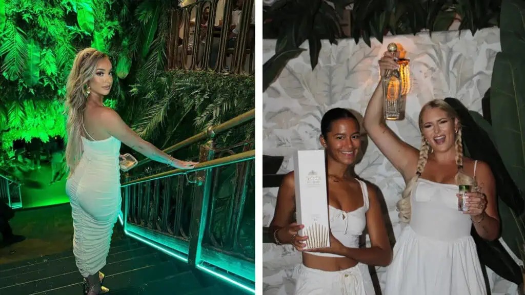 People enjoying drinks at the bar during the White Party event at Concrete Jungle St. Pete