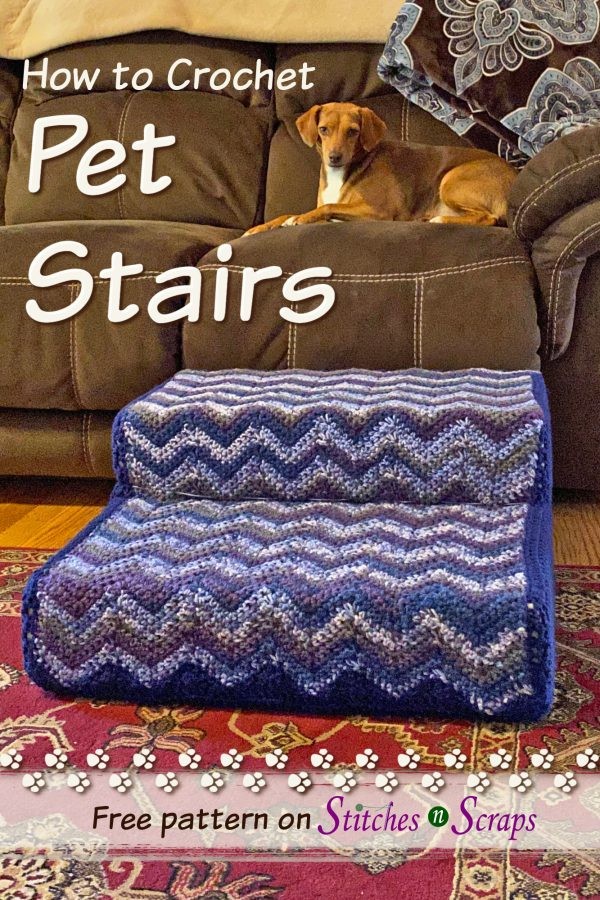 How to crochet pet stairs - free pattern on Stitches n Scraps