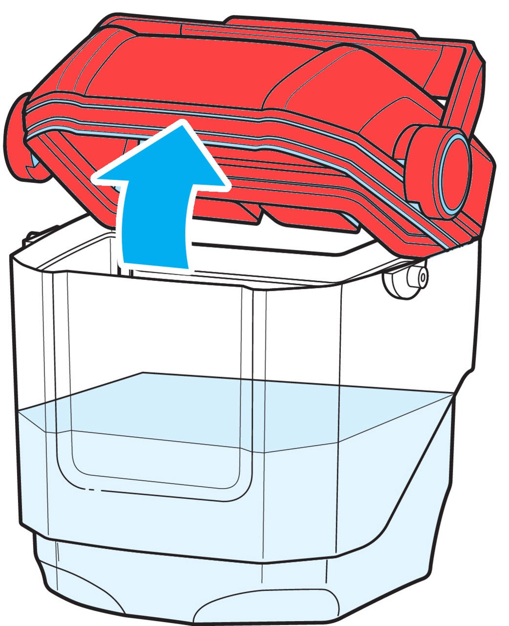 Removing dirty water tank lid of Bissell Little Green HydroSteam