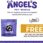 NutriSource dog treats BOGO deal coupon at Angel's Pet World pet supply store.