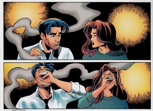 Kitty Pryde and Pete Wisdom in Excalibur, highlighting their controversial relationship.