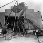 Pelican Pete statue undergoing refurbishment in Pelican Rapids, Minnesota, showcasing its metal frame before restoration.