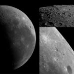 Three consecutive month views from early 2018 of approximately the same phase of the moon in Lik's "Bella Luna" as it would appear at 10-degrees above the horizon from southern Utah. You can see the shadow is on the top right and the moon's North Pole is to the top left. Source: Starry Night Pro.