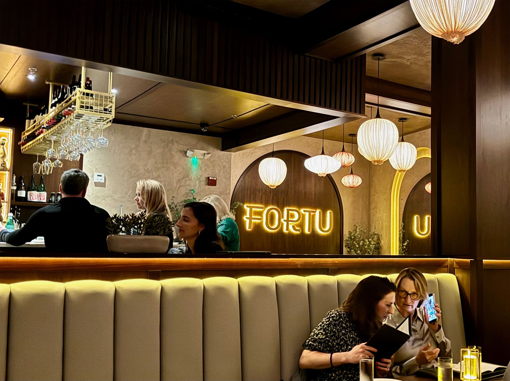 Modern and inviting interior of Fortu St. Pete restaurant