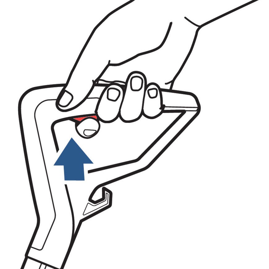 Holding the spray trigger on a Bissell ProHeat 2X Revolution Pet Pro for 15 seconds to prime the pump