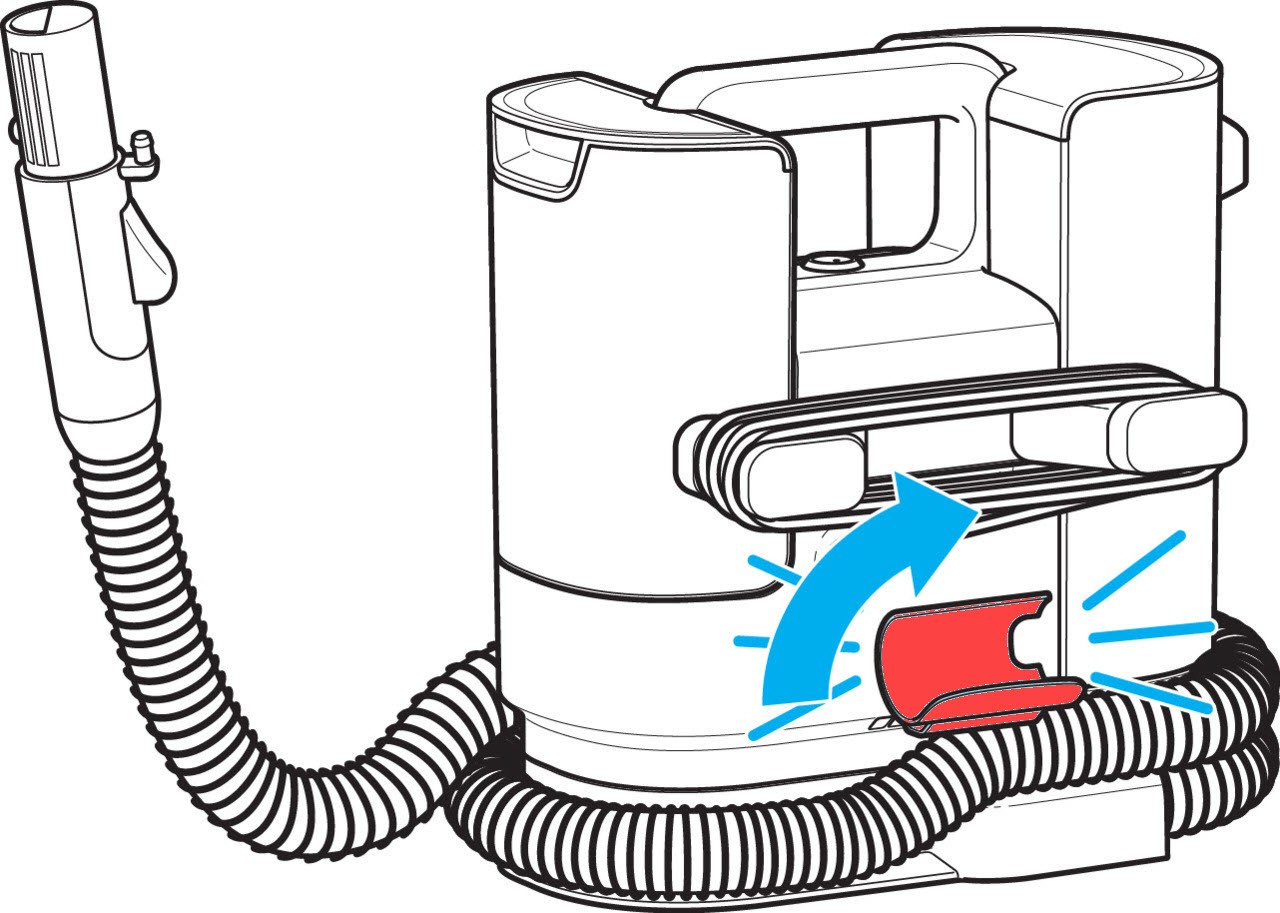 Attaching the hose clip to the Bissell Little Green Max Pet