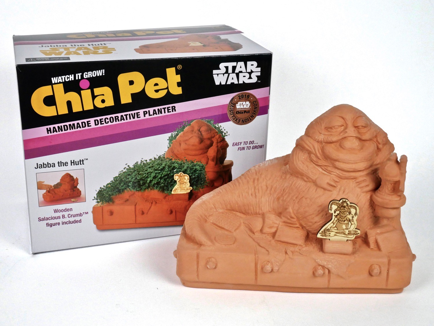 Jabba the Hutt Chia Pet in its packaging, a novelty Star Wars collectible.