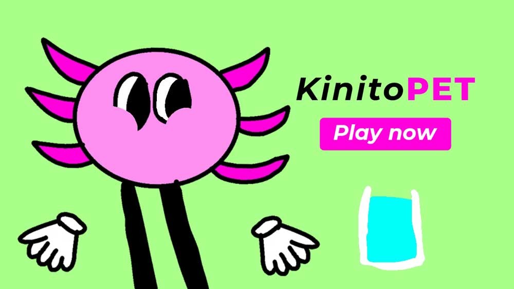 KinitoPET game banner showcasing the unsettling virtual pet and the game's title