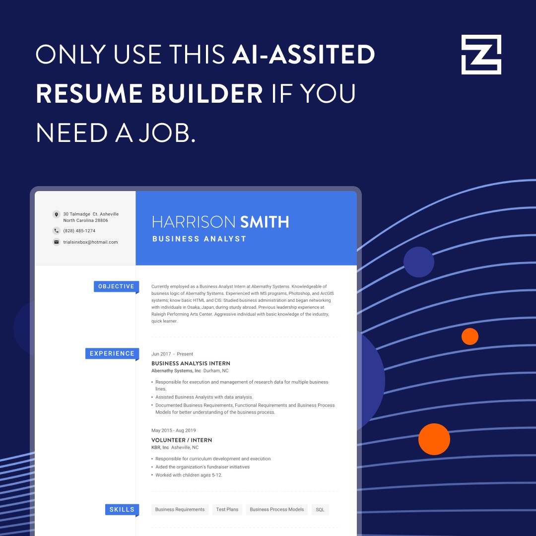 Only use this Ai Assisted Resume Builder If You Need A Job. Zippia