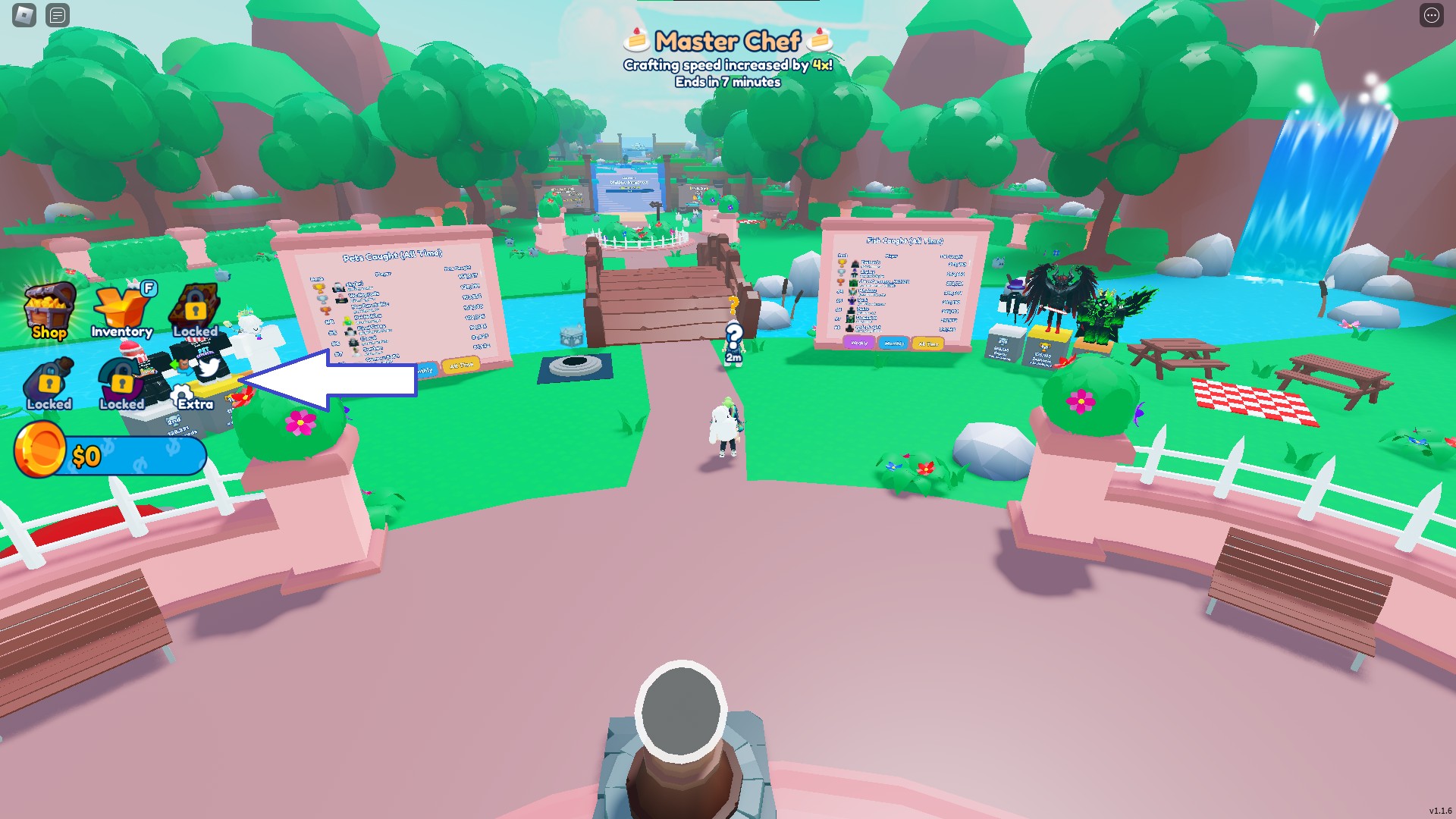 Extra button location in Pet Catchers Roblox game