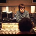 Peter Gabriel in the control room during the recording sessions