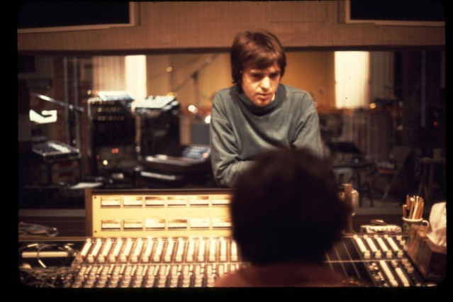 Peter Gabriel in the control room during the recording sessions