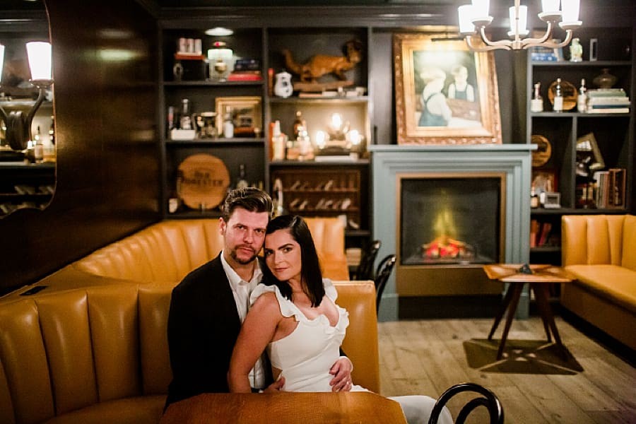 Bride and groom share a moment at Peter Kern Library, Knoxville, TN