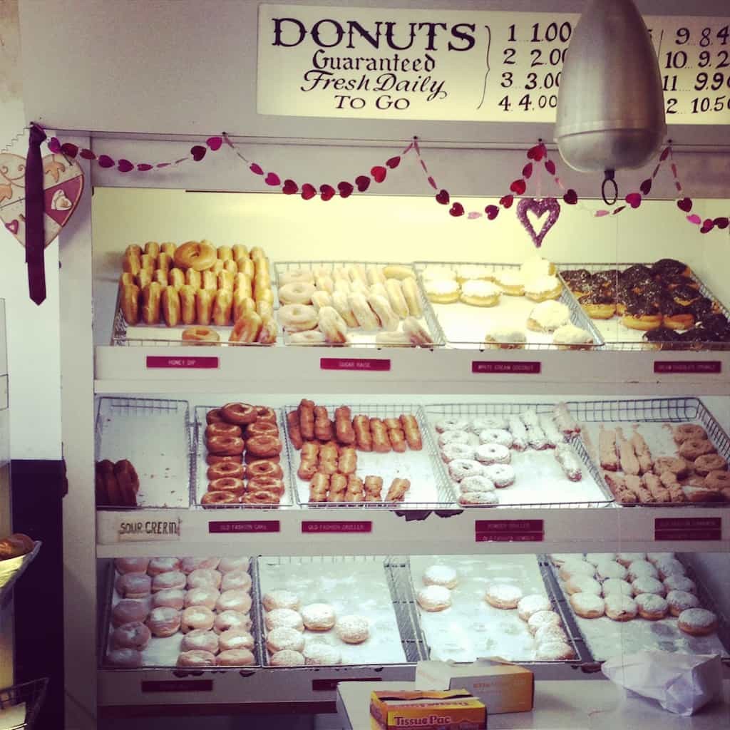 A colorful assortment of Peter Pan Bakery donuts, a Greenpoint favorite.