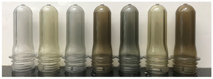 PCR preform color variation (image courtesy of Amcor).