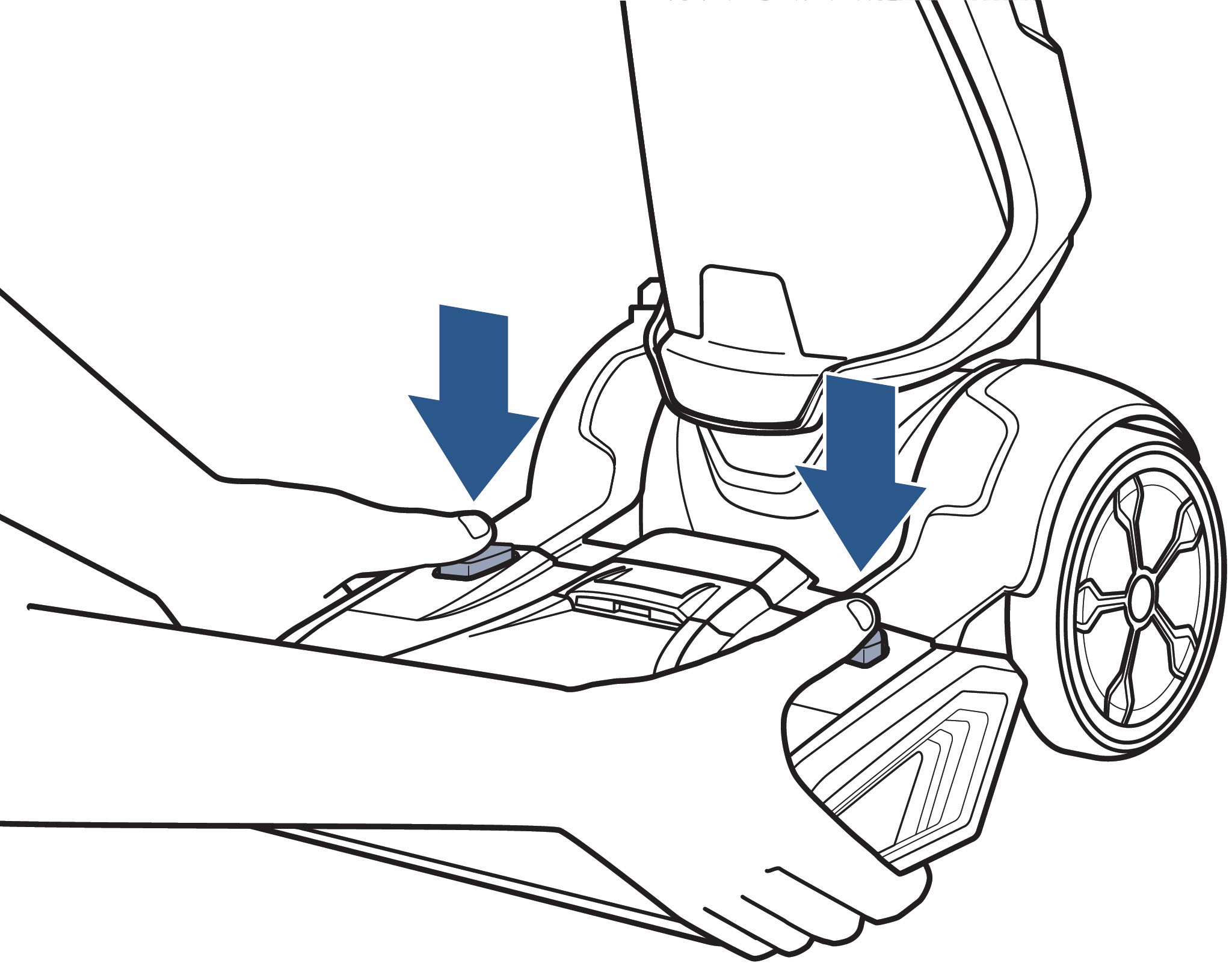 Pressing Nozzle Release Buttons on Bissell Revolution Pet Pro