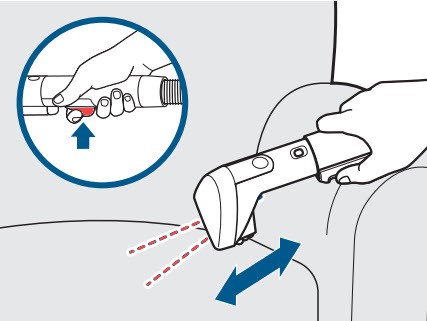 Spraying with tool attachment on ProHeat 2X Revolution Pet