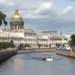 Panoramic view of St. Petersburg, Russia, highlighting its urban landscape and historical architecture