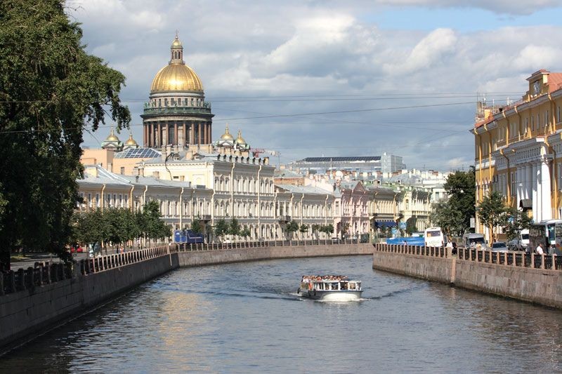 Panoramic view of St. Petersburg, Russia, highlighting its urban landscape and historical architecture