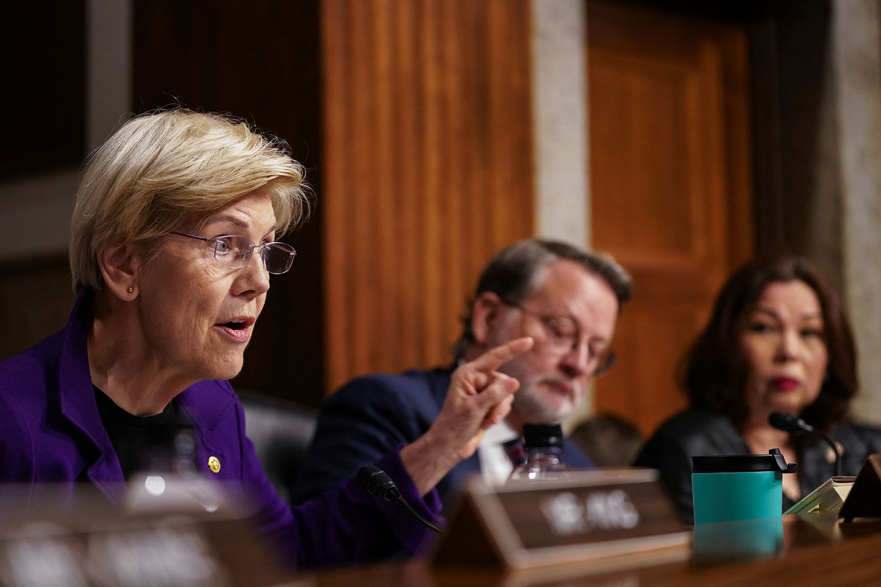 Senator Mazie Hirono questions Pete Hegseth during a Senate Armed Services Committee hearing