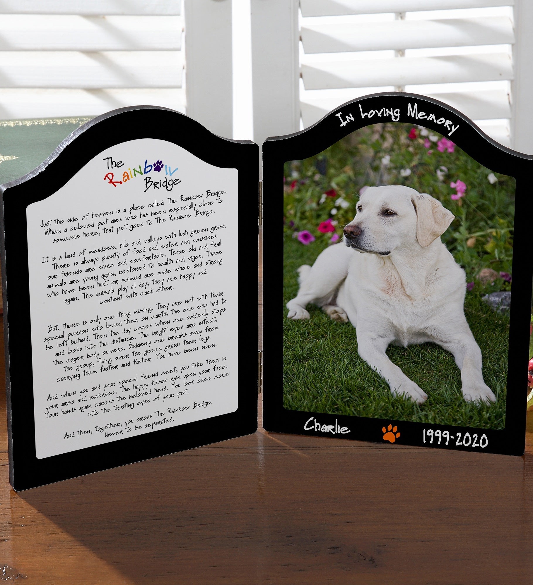 Worth the effort, memorializing a beloved pet with a custom photo plaque to cherish their memory.