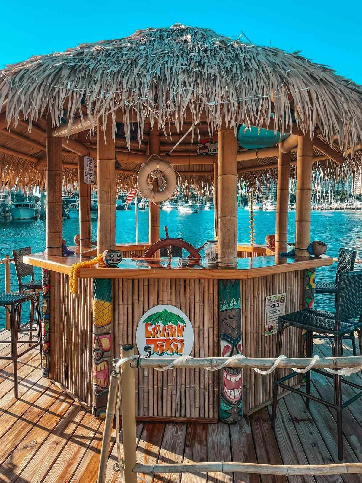 Cruisin Tikis downtown st. pete offers a unique and fun experience aboard a floating tiki bar.