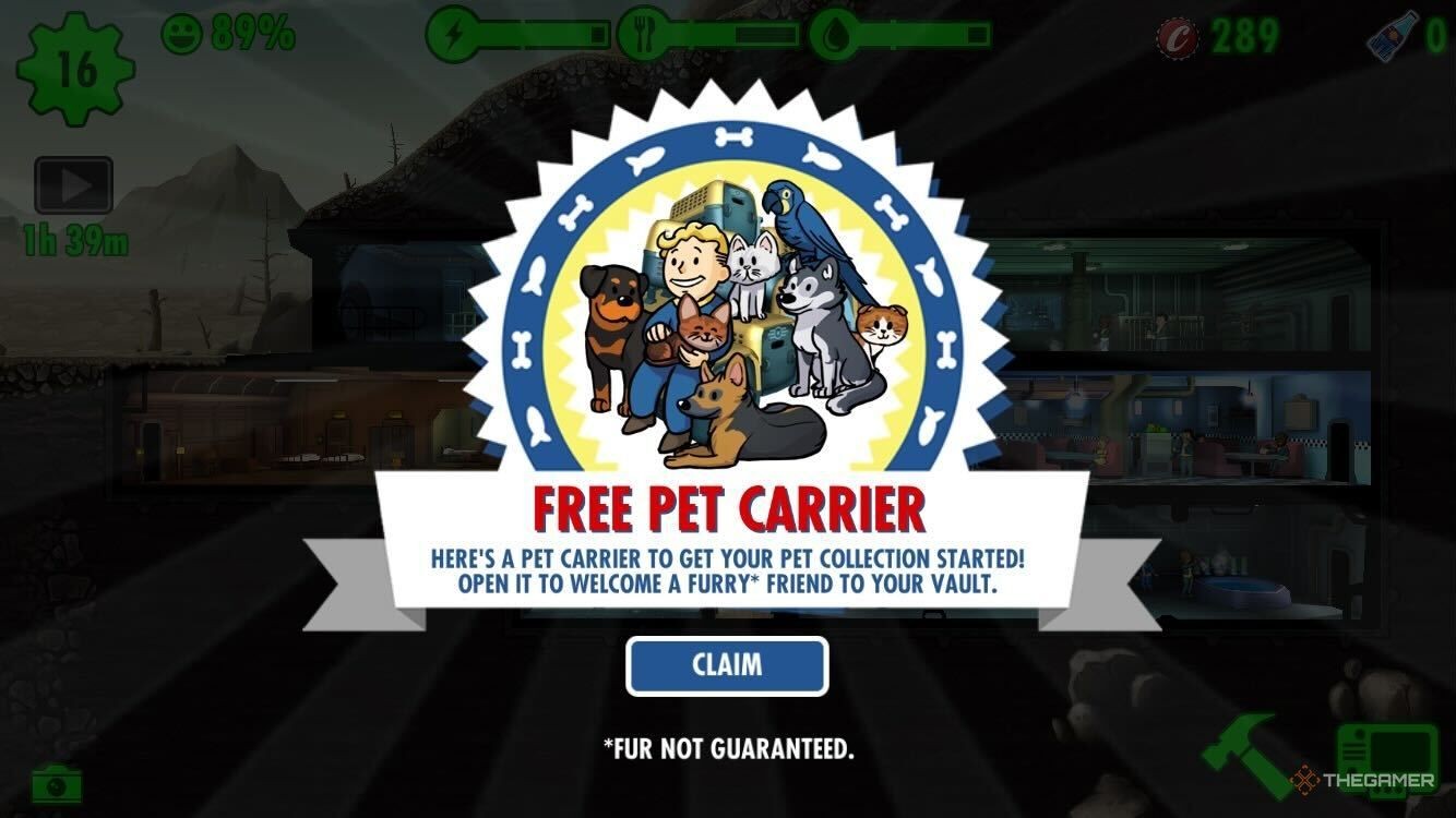 Fallout Shelter Free Pet Carrier