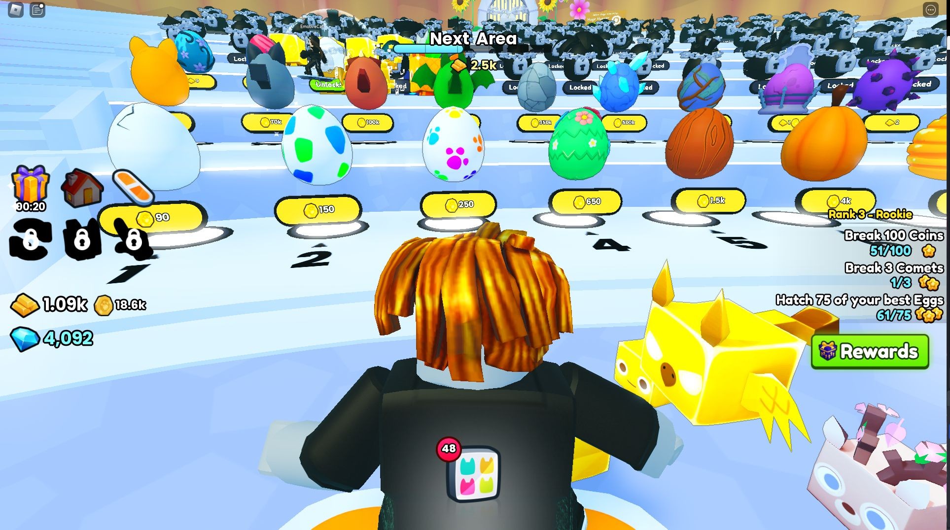 Inspecting the hatching area in Roblox Pet Simulator 99 for a chance at rare pets