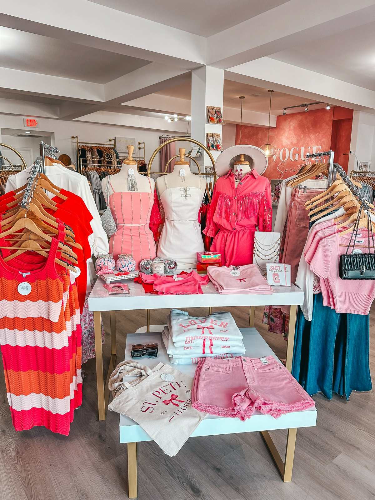 Vogue Society boutique in St Pete showcases trendy and fun clothing and accessories.