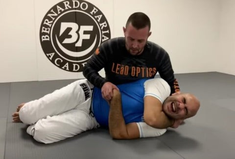 Pete the Greek demonstrating a wrist lock from the mount position, emphasizing control and leverage for effective submission